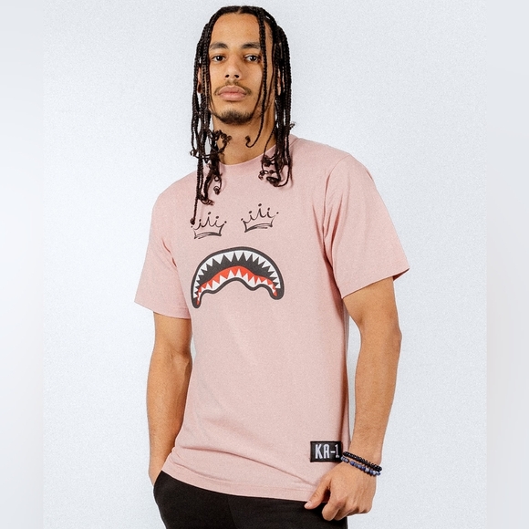 2023 KA-1 x Sprayground L Unisex Pink Shark Face Cotton Tee - Picture 1 of 8